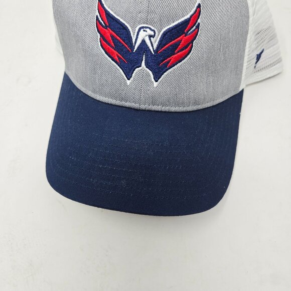 Fanatics NHL Washington Capitals Adjustable Trucker Hat Gray/Navy Mesh Back Snap - Picture 3 of 9